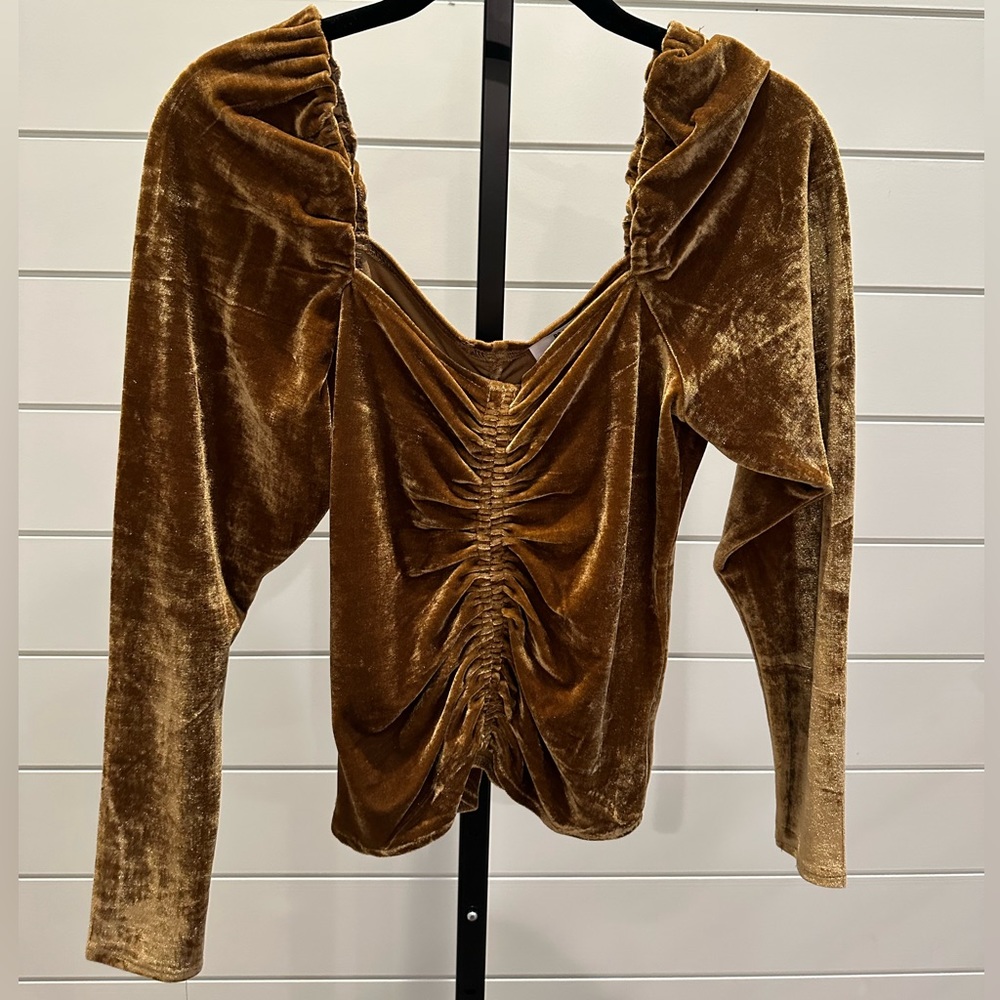 Ruched Velvet Blouse